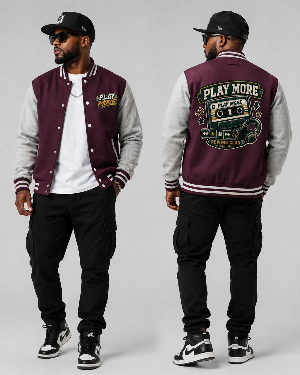 PLAY MORE  Rewind Club Letterman Jacket