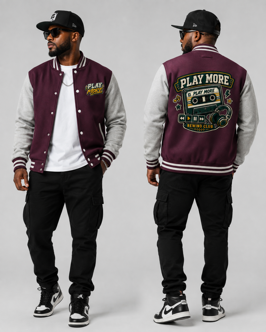 PLAY MORE  Rewind Club Letterman Jacket