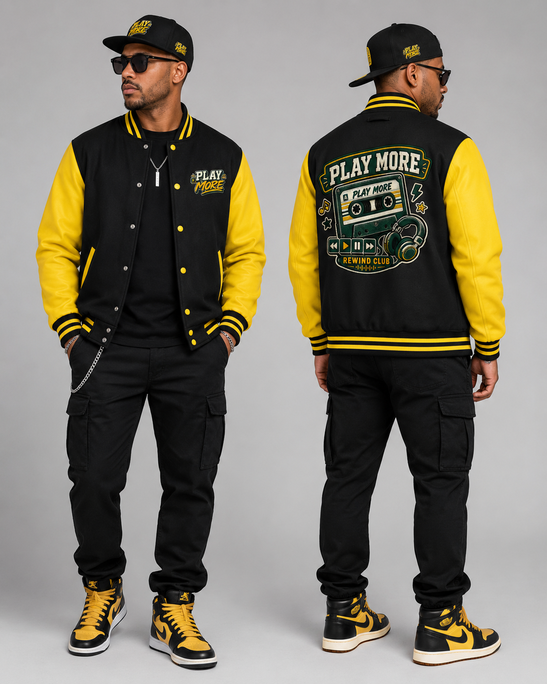 PLAY MORE  Rewind Club Letterman Jacket