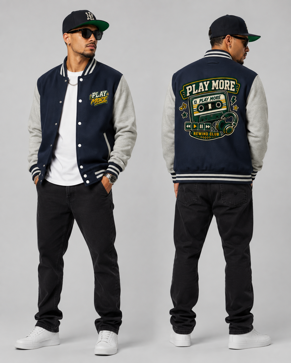 PLAY MORE  Rewind Club Letterman Jacket