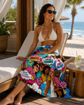 Serviette de Plage Pop Art Colorée – Motifs Good Vibes, Joie & Positivité