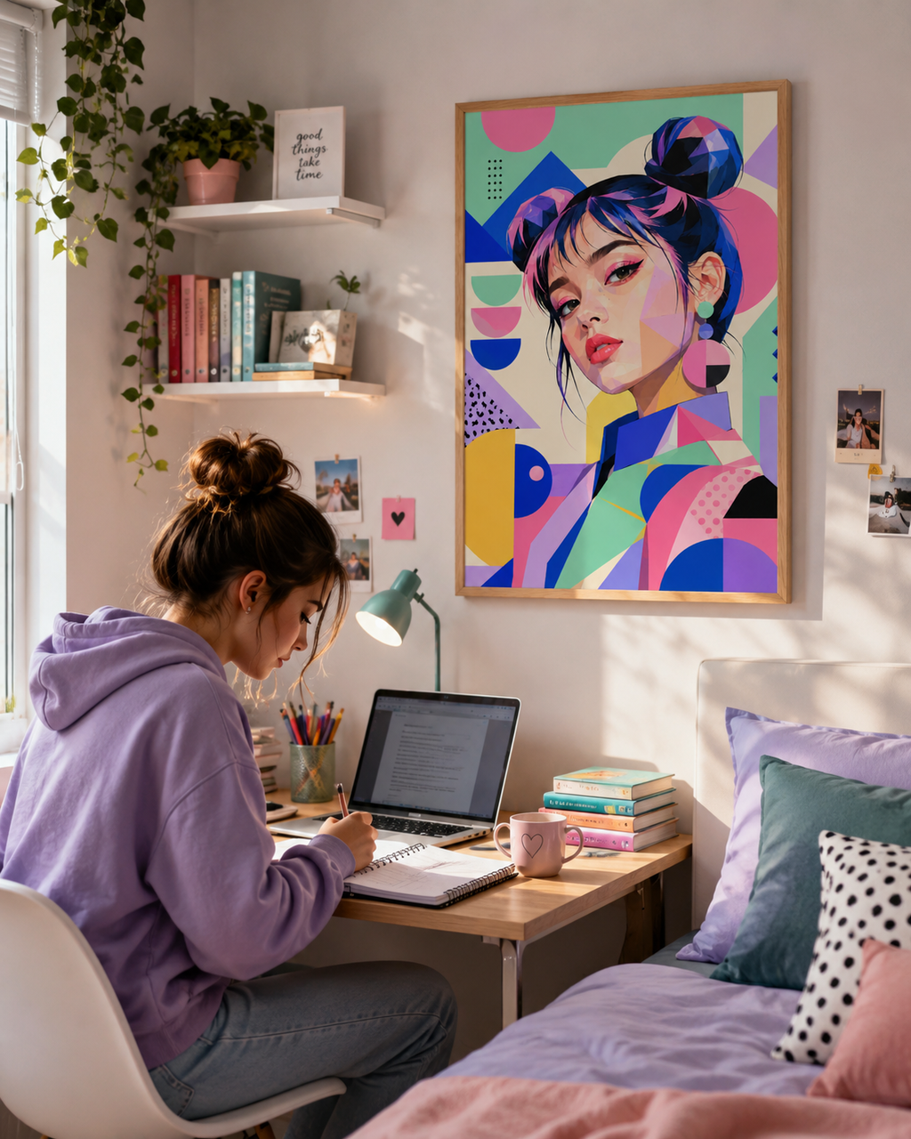 Portrait Pop Géométrique – Éclat Contemporain