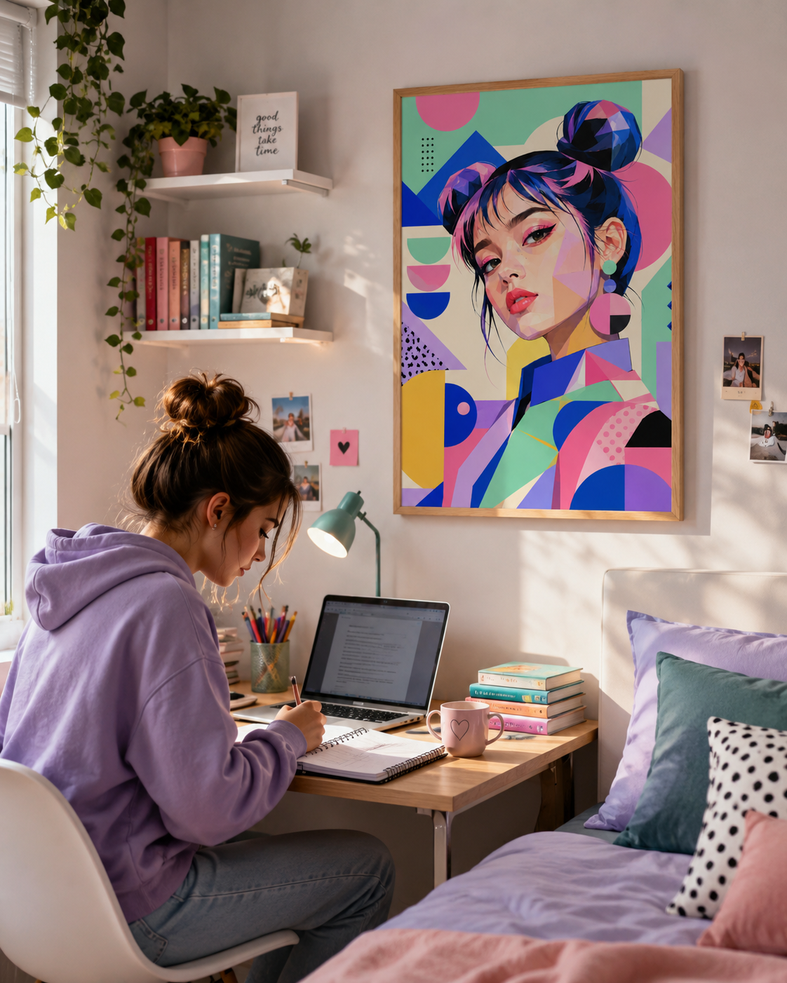 Portrait Pop Géométrique – Éclat Contemporain