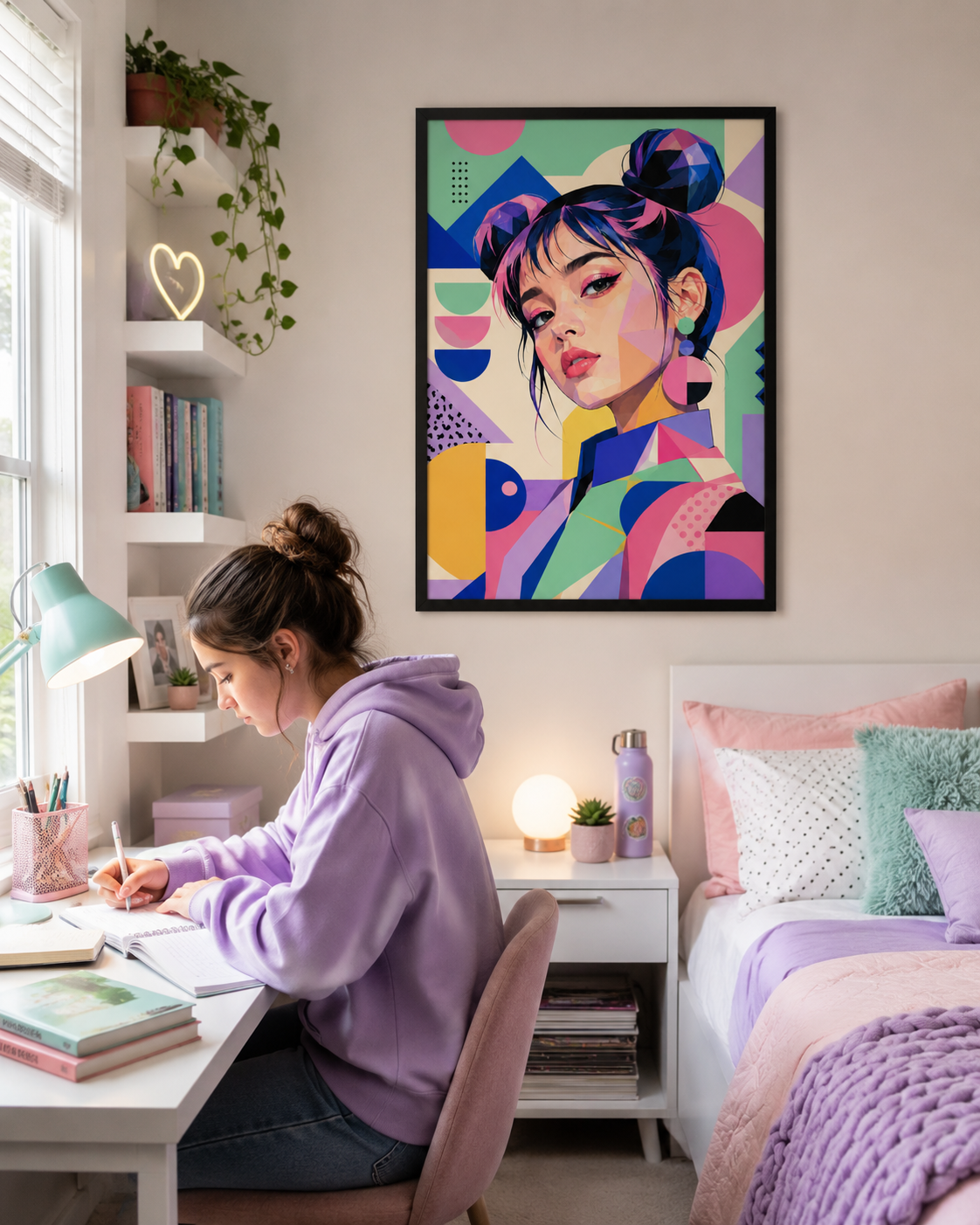Portrait Pop Géométrique – Éclat Contemporain