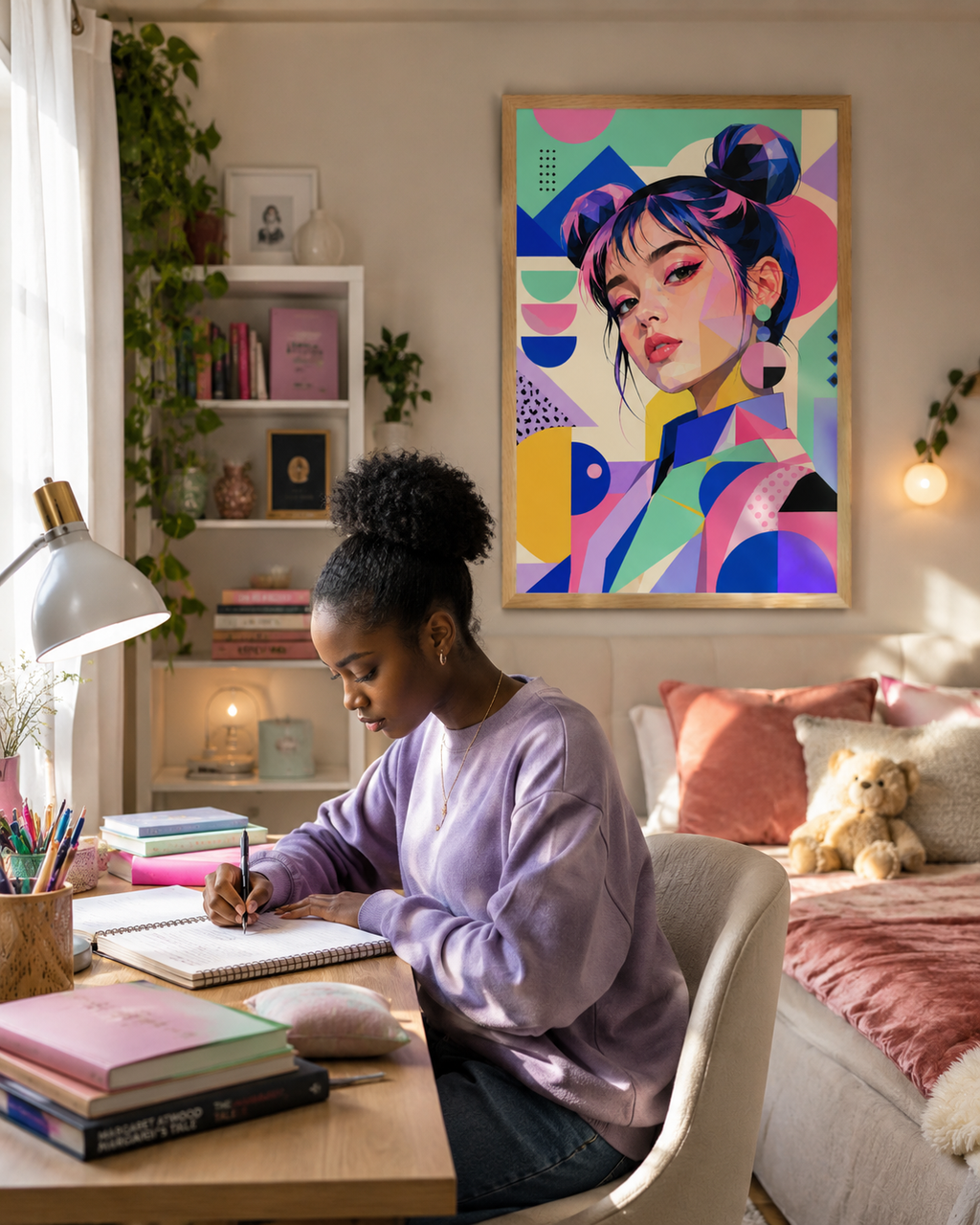 Portrait Pop Géométrique – Éclat Contemporain