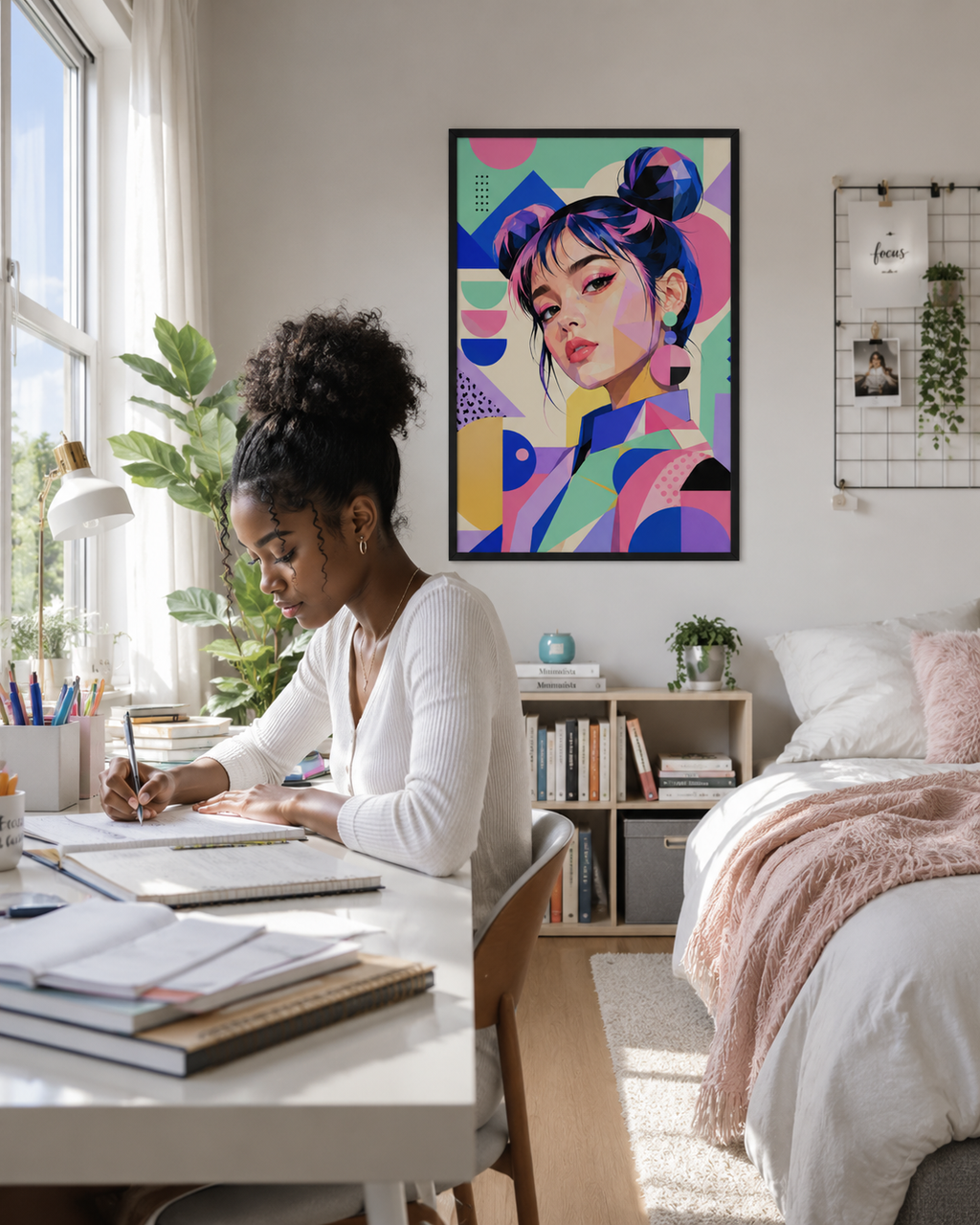 Portrait Pop Géométrique – Éclat Contemporain