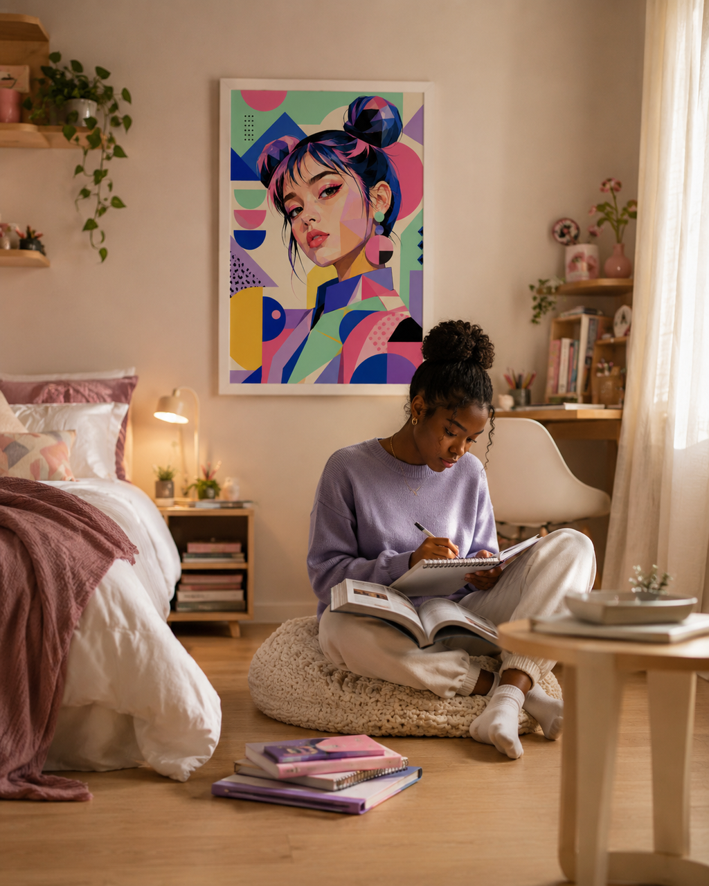 Portrait Pop Géométrique – Éclat Contemporain