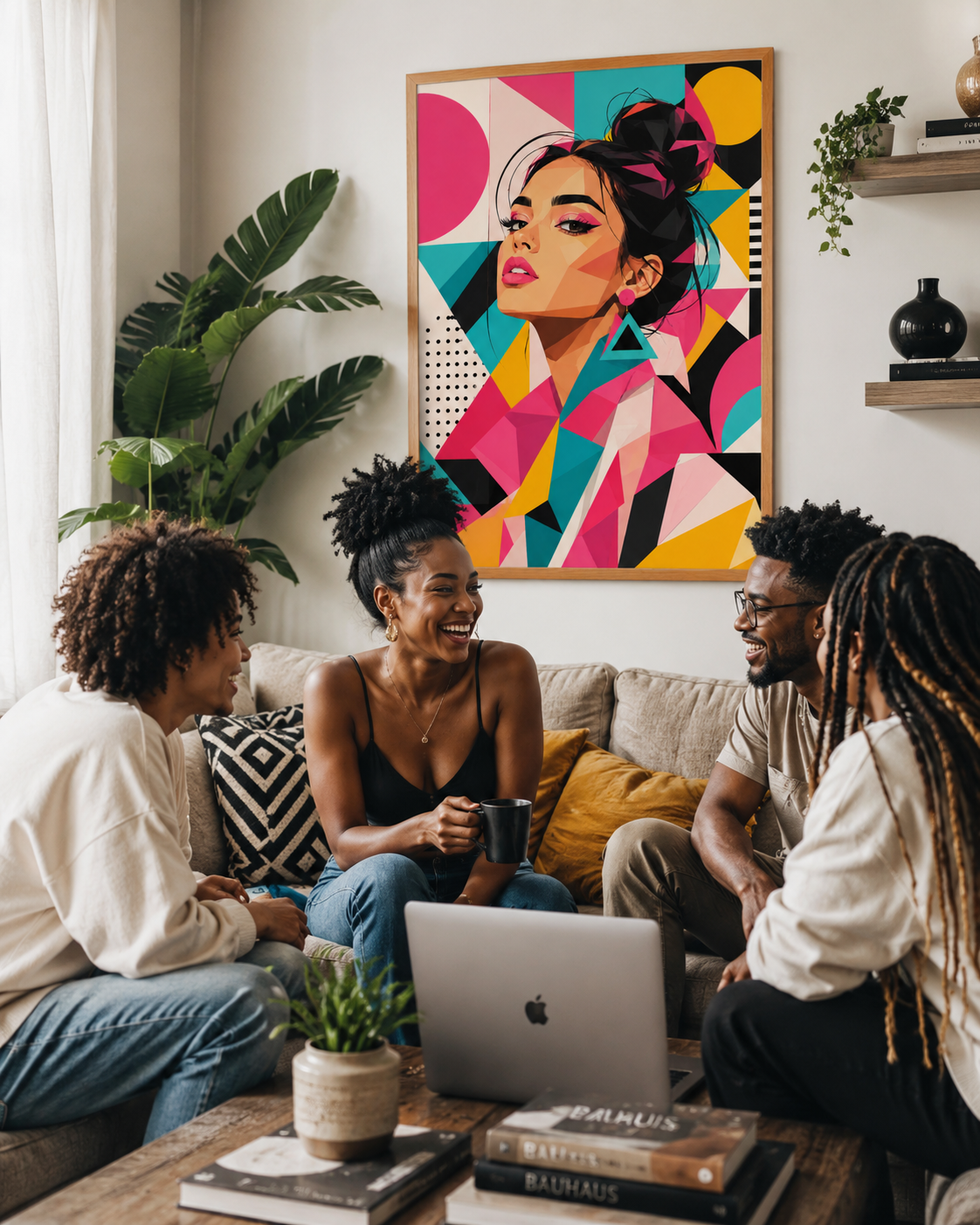 Portrait Audacieux – Pop Art Géométrique
