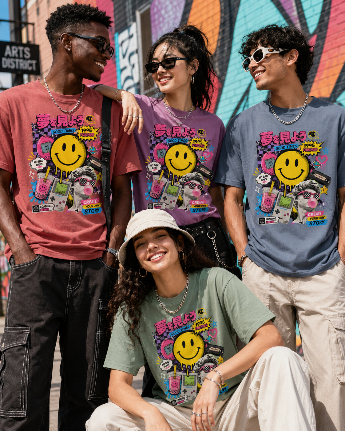 T-shirt Streetwear Rétro Smiley Y2K – Homme - Femme