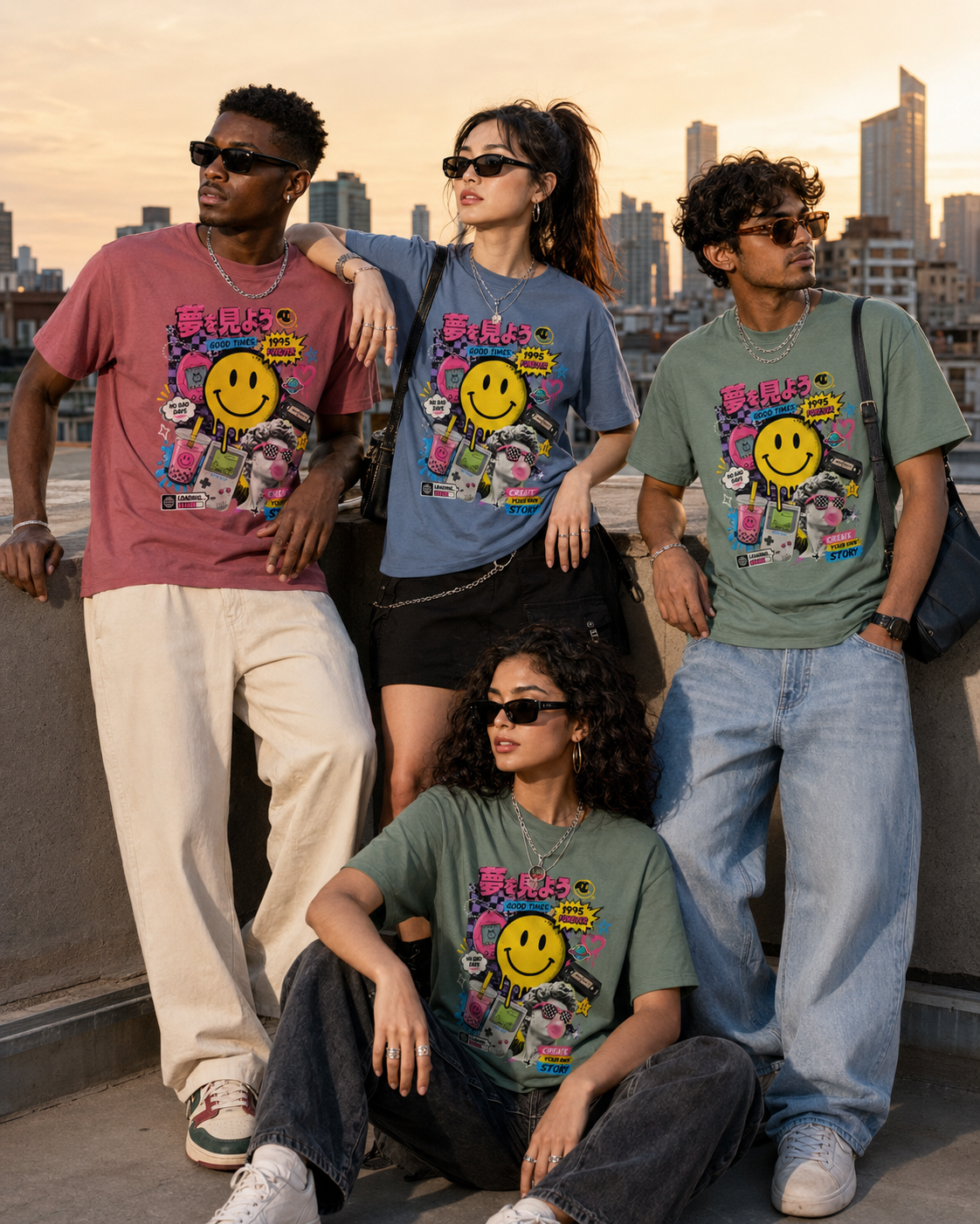 T-shirt Streetwear Rétro Smiley Y2K – Homme - Femme