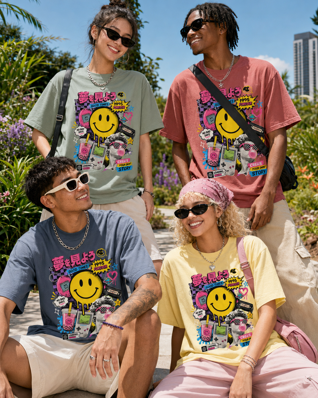 T-shirt Streetwear Rétro Smiley Y2K – Homme - Femme