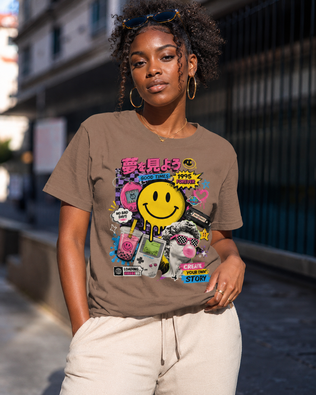 T-shirt Streetwear Rétro Smiley Y2K – Homme - Femme