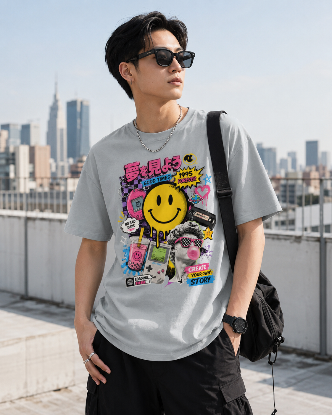 T-shirt Streetwear Rétro Smiley Y2K – Homme - Femme