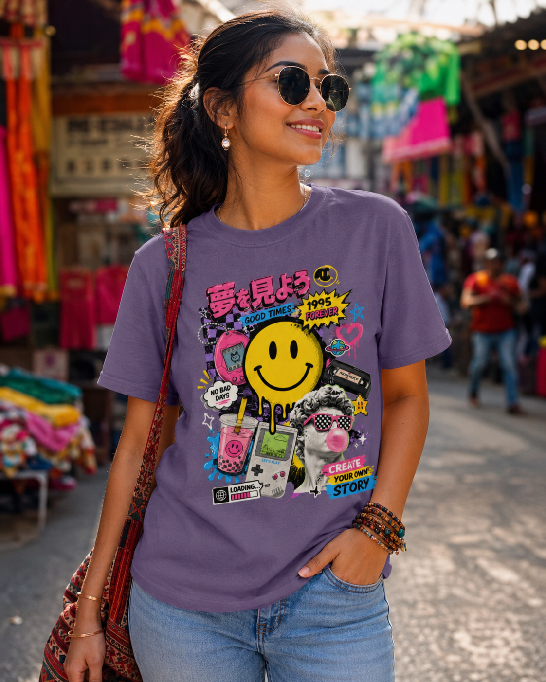 T-shirt Streetwear Rétro Smiley Y2K – Homme - Femme