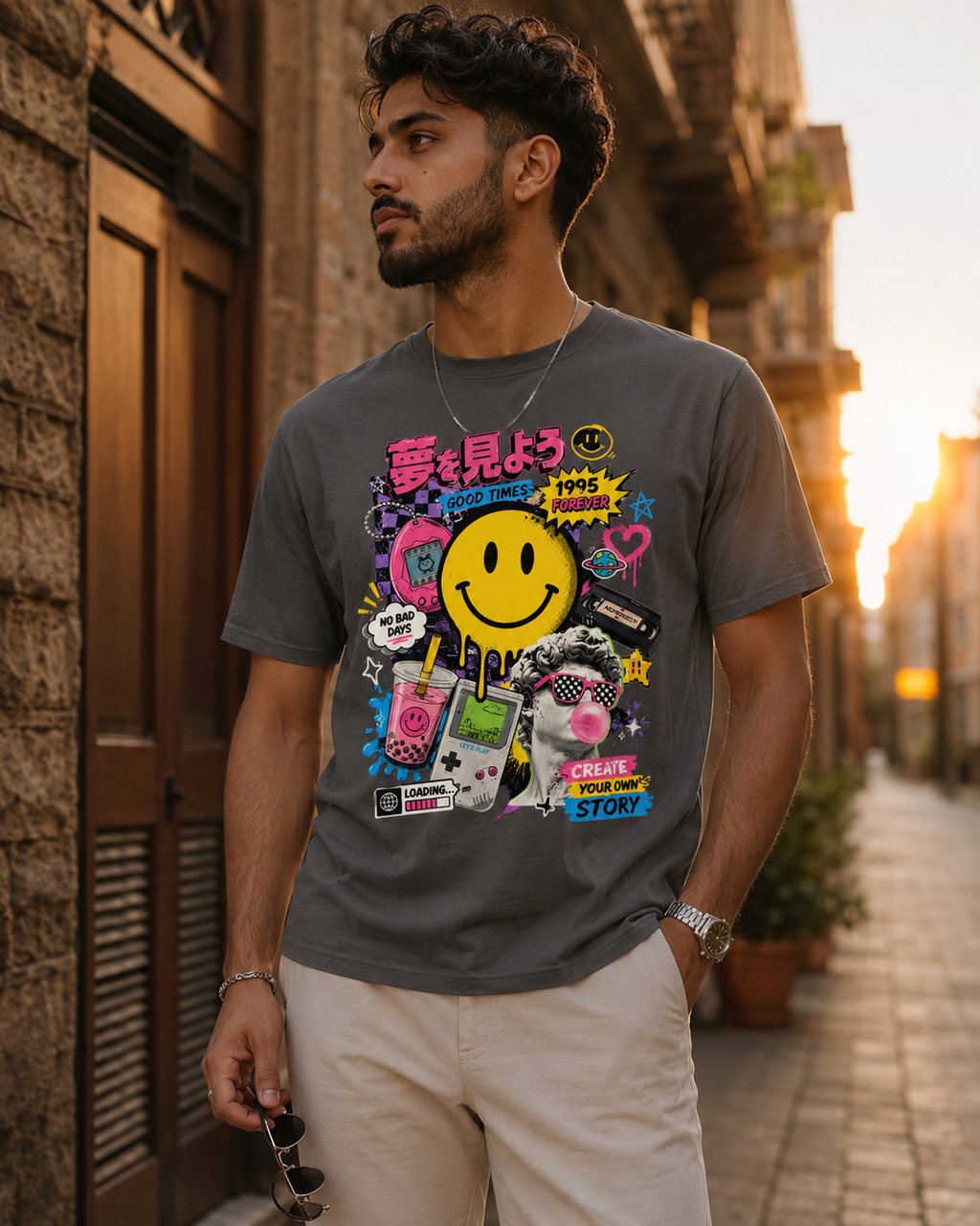 T-shirt Streetwear Rétro Smiley Y2K – Homme - Femme