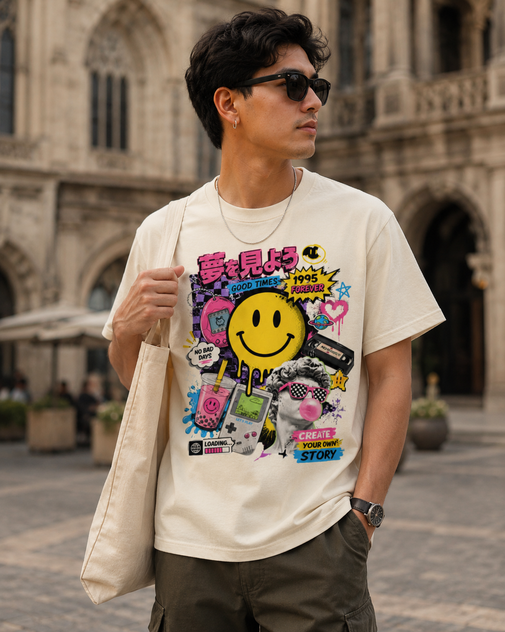T-shirt Streetwear Rétro Smiley Y2K – Homme - Femme