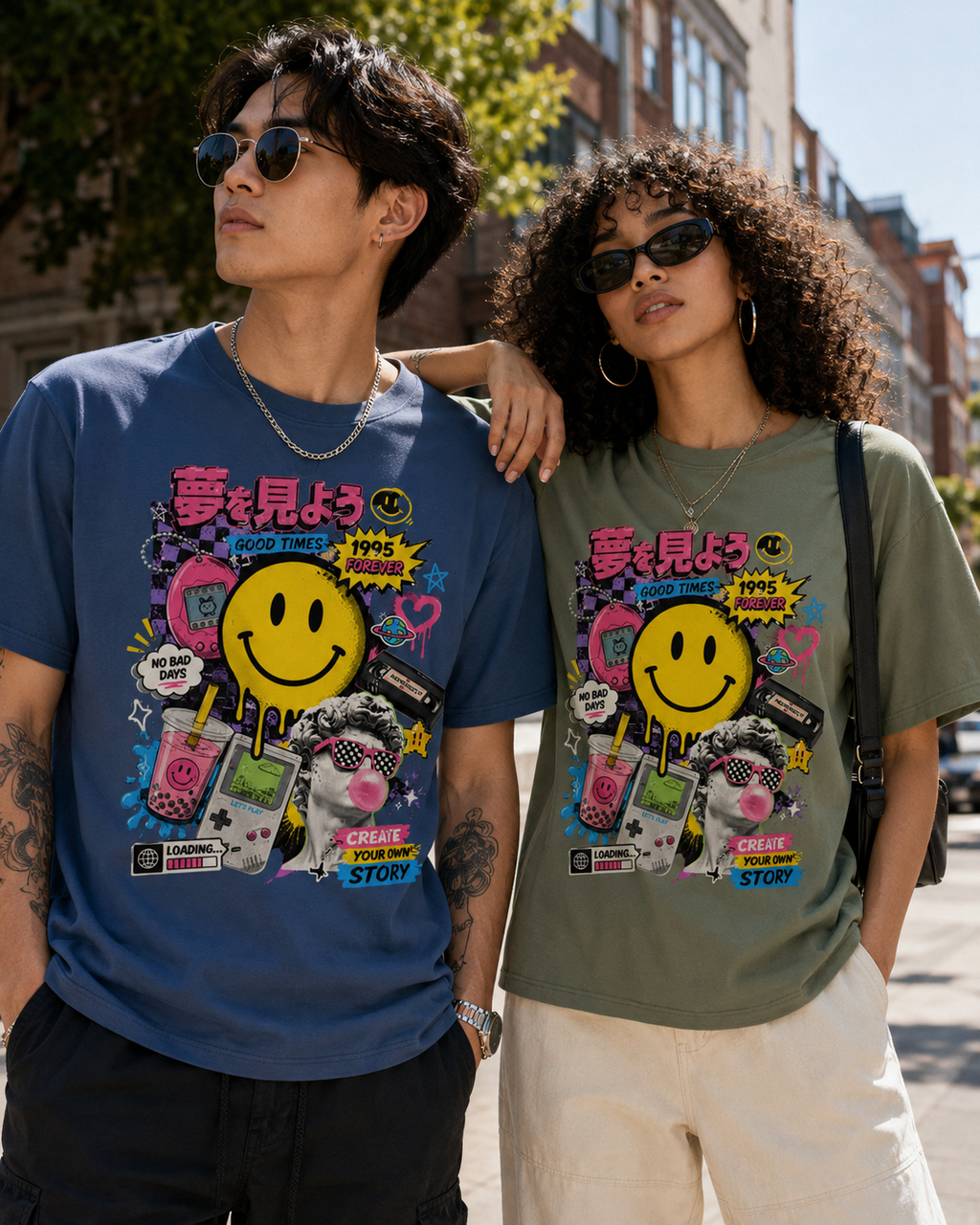 T-shirt Streetwear Rétro Smiley Y2K – Homme - Femme