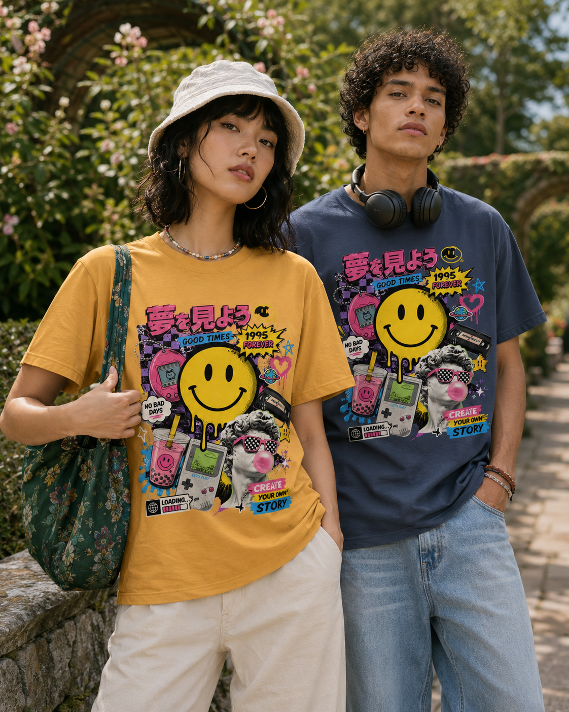 T-shirt Streetwear Rétro Smiley Y2K – Homme - Femme