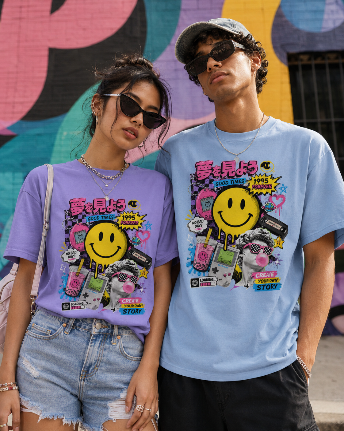 T-shirt Streetwear Rétro Smiley Y2K – Homme - Femme
