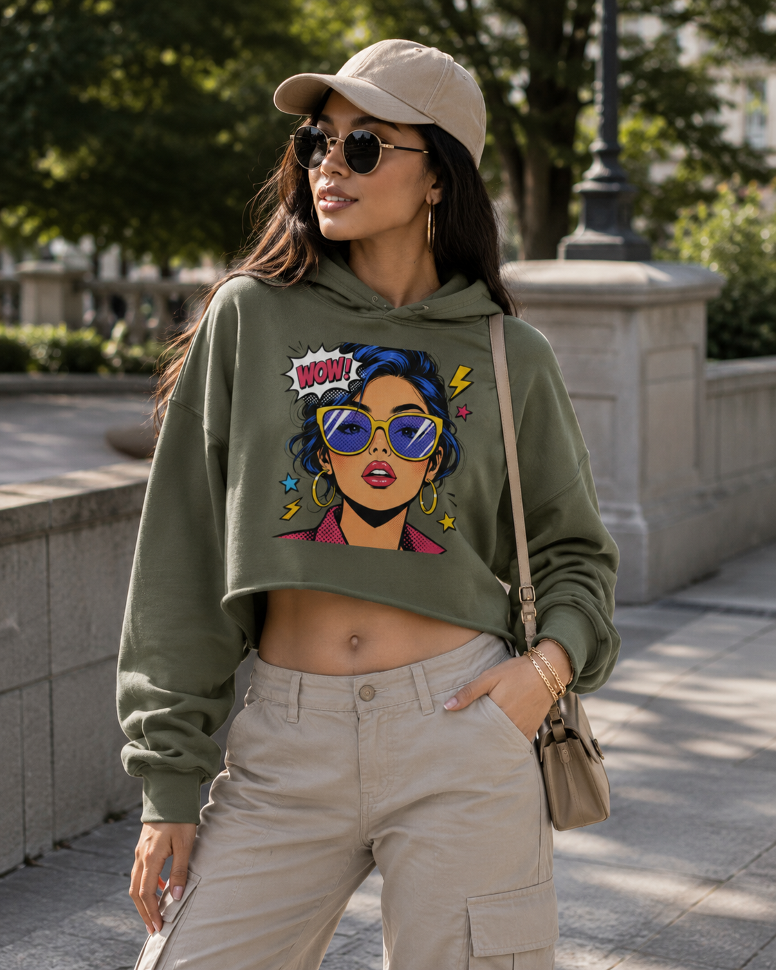 Sweat à Capuche Crop-Top “WOW!”