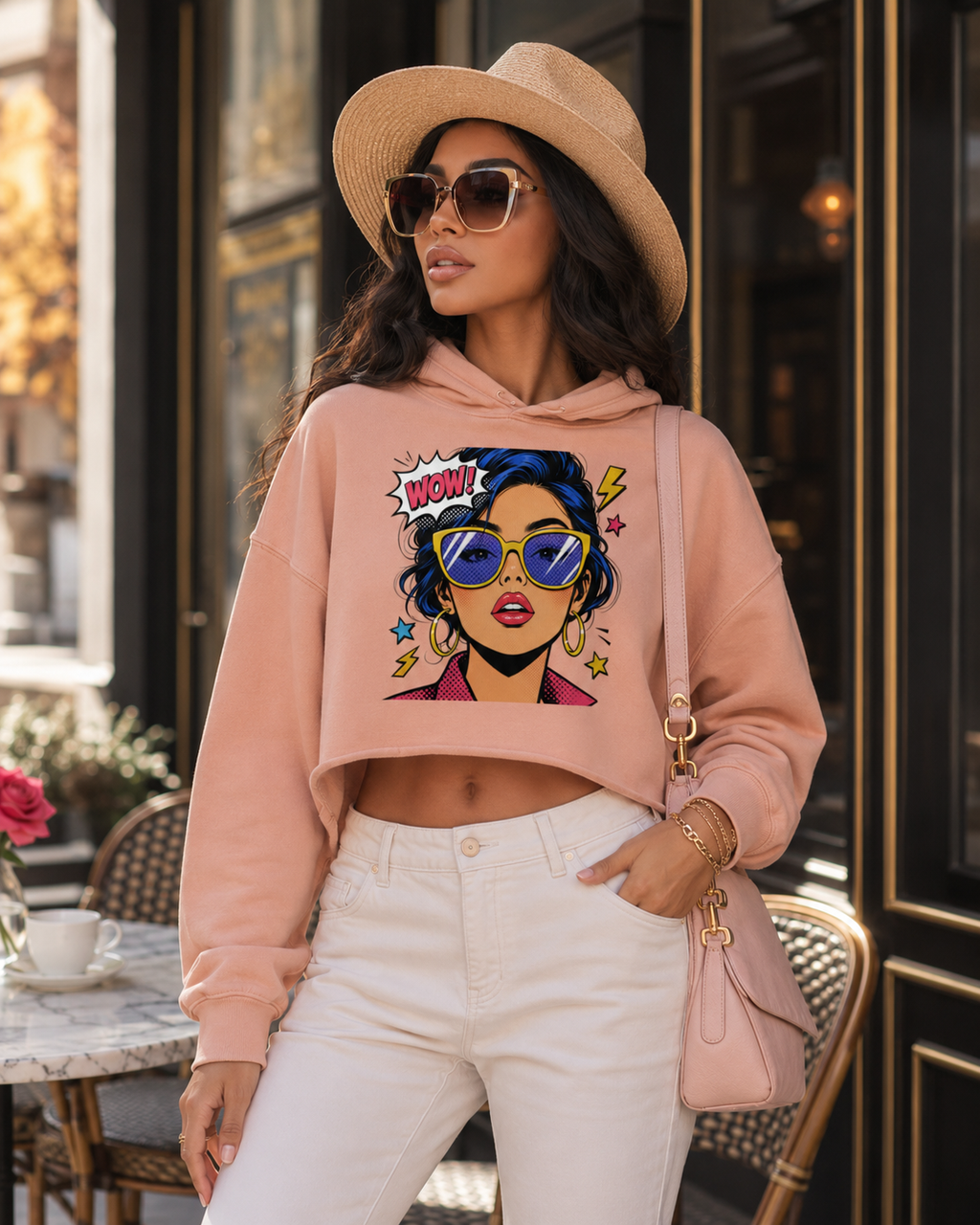 Sweat à Capuche Crop-Top “WOW!”