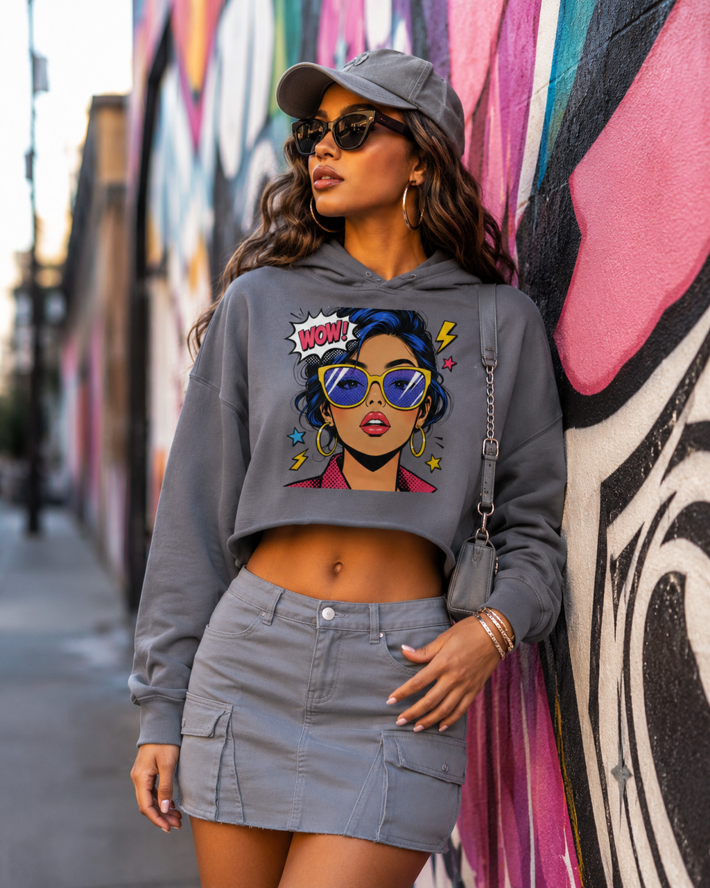 Sweat à Capuche Crop-Top “WOW!”