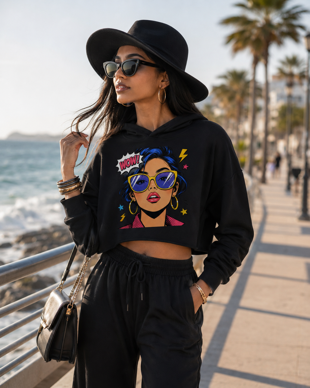 Sweat à Capuche Crop-Top “WOW!”