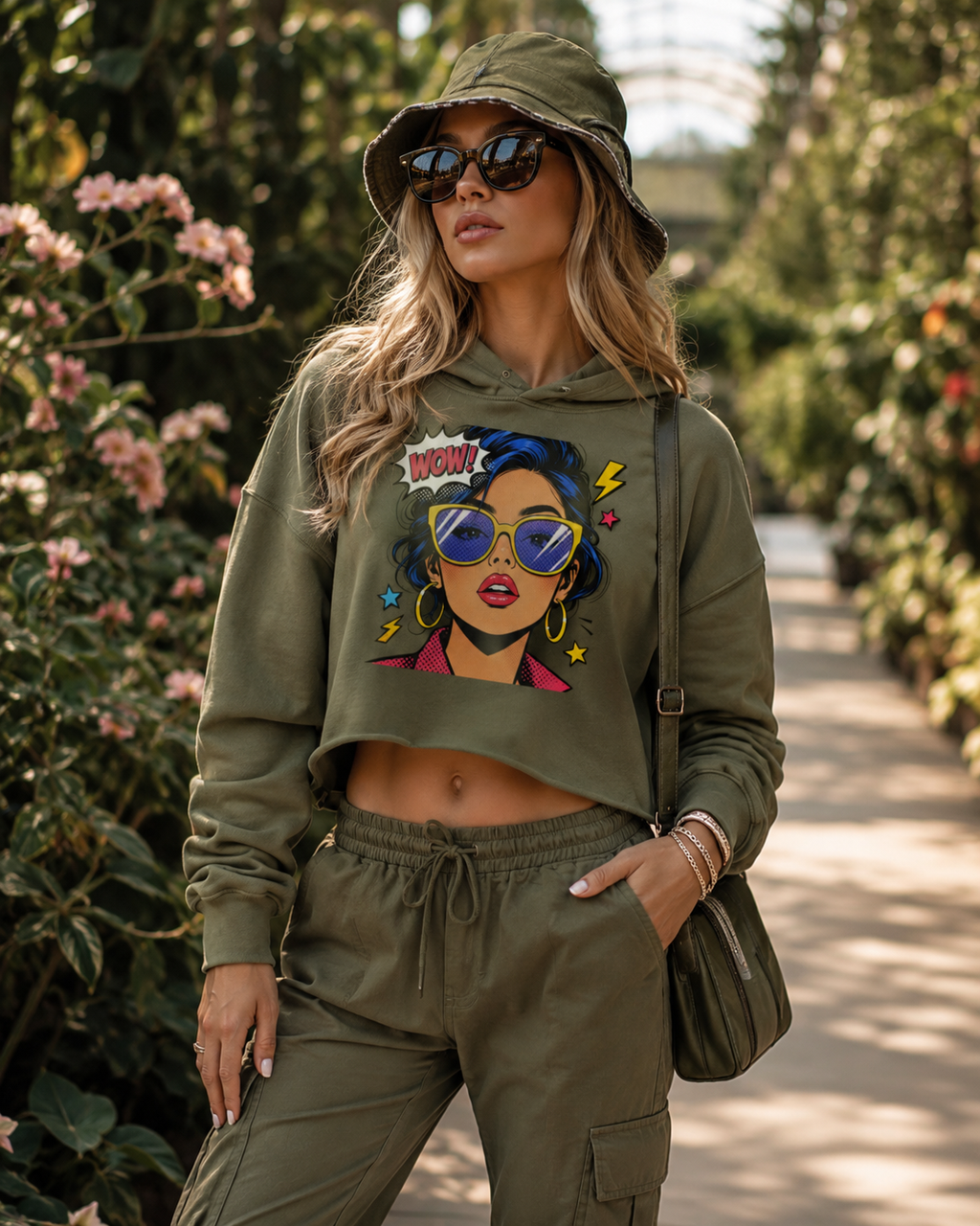 Sweat à Capuche Crop-Top “WOW!”