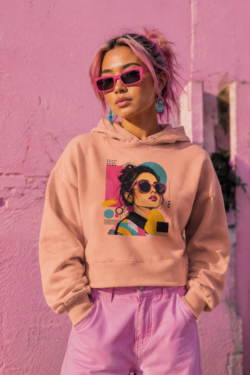 Hoodie Crop Femme « Pop Culture »