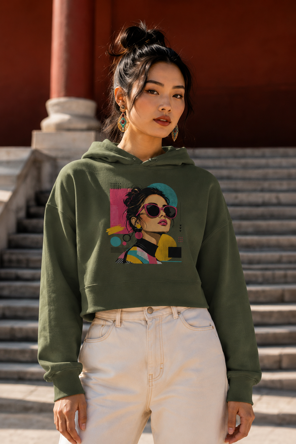 Hoodie Crop Femme « Pop Culture »