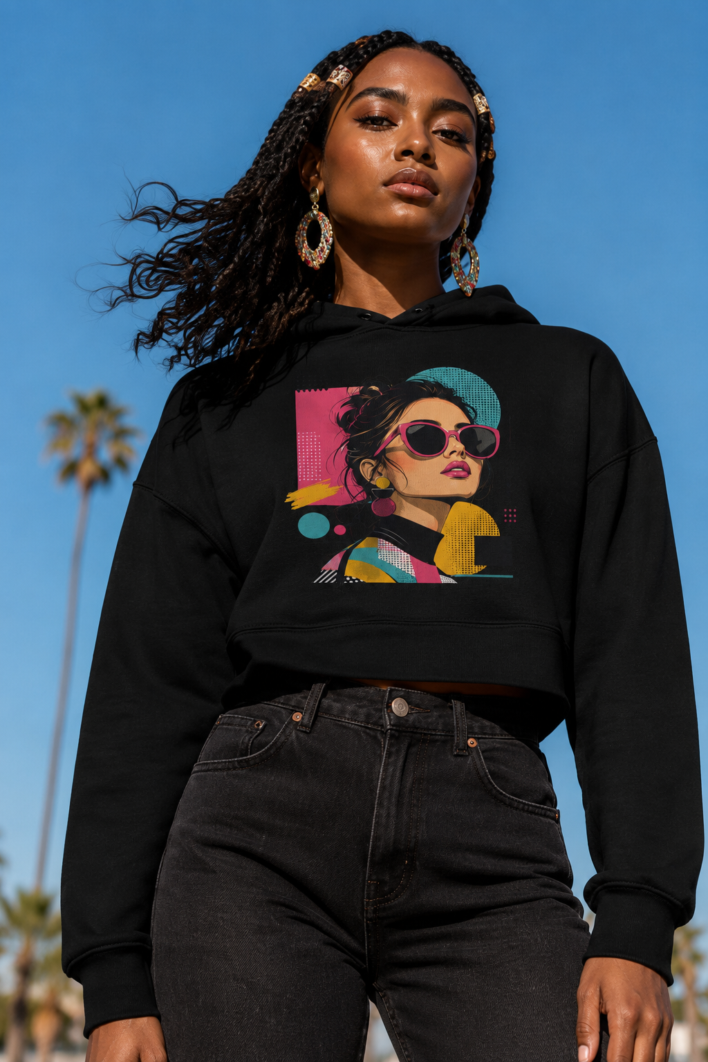 Hoodie Crop Femme « Pop Culture »