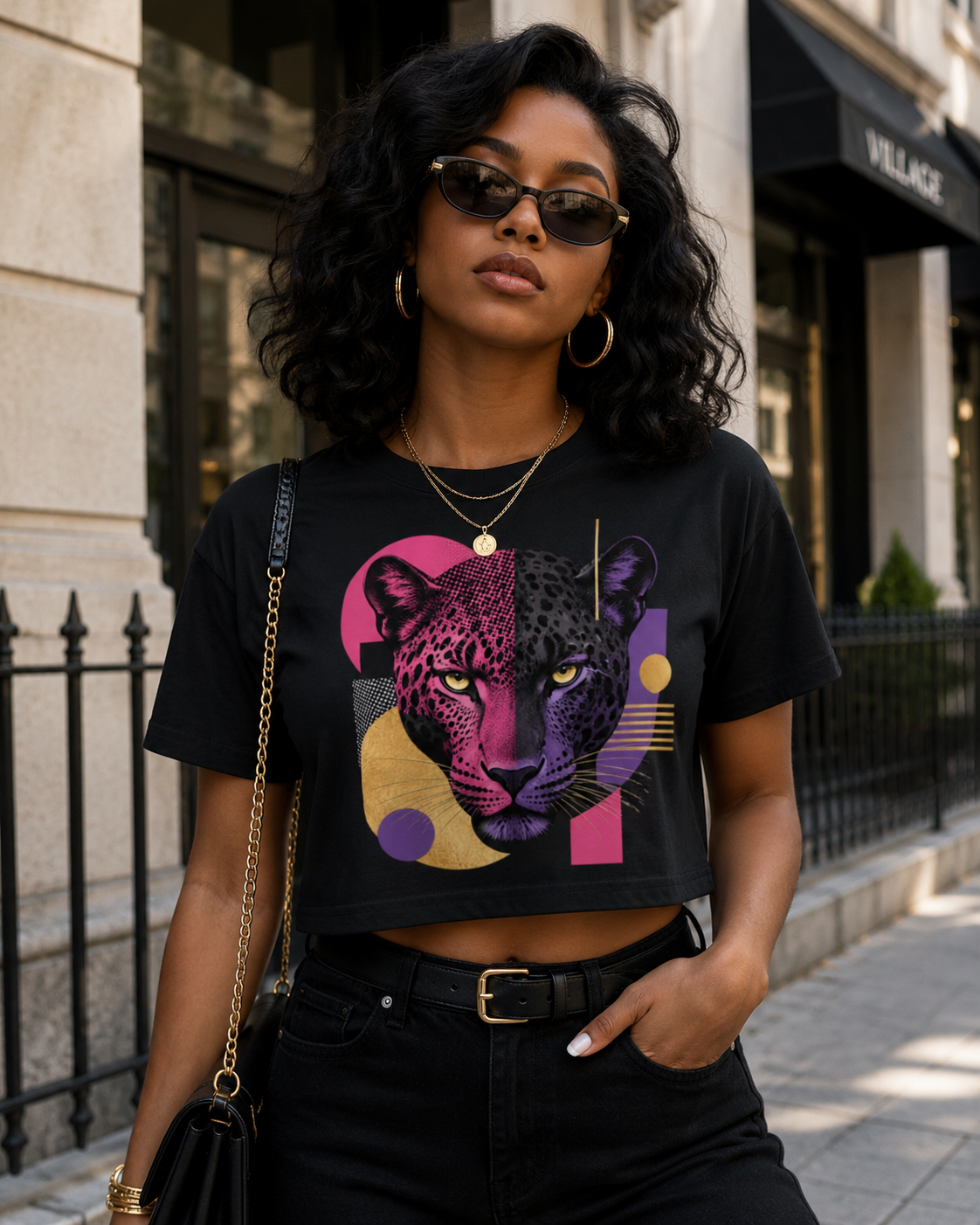 Crop top femme « Panthère Pop »