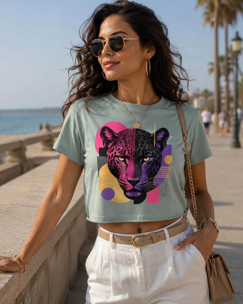 Crop top femme « Panthère Pop »