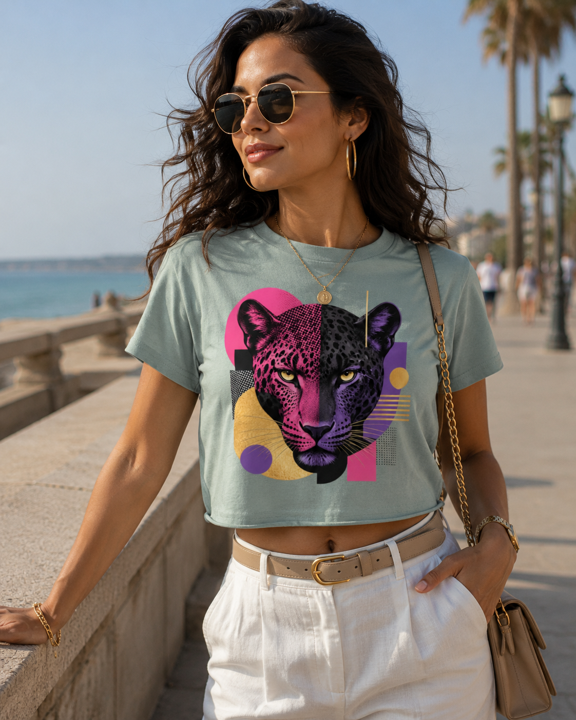 Crop top femme « Panthère Pop »