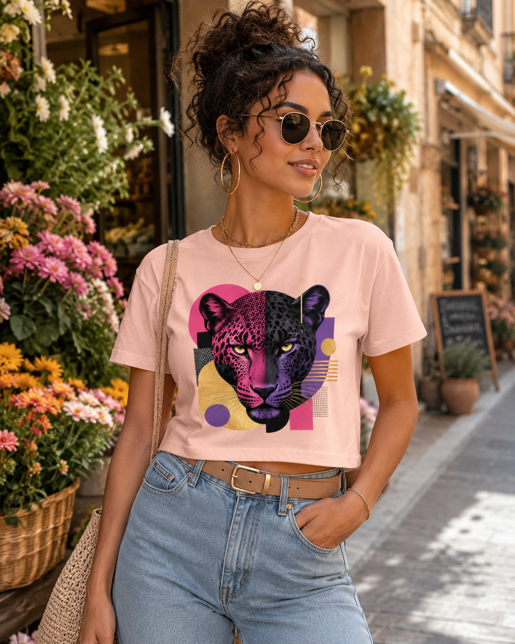 Crop top femme « Panthère Pop »