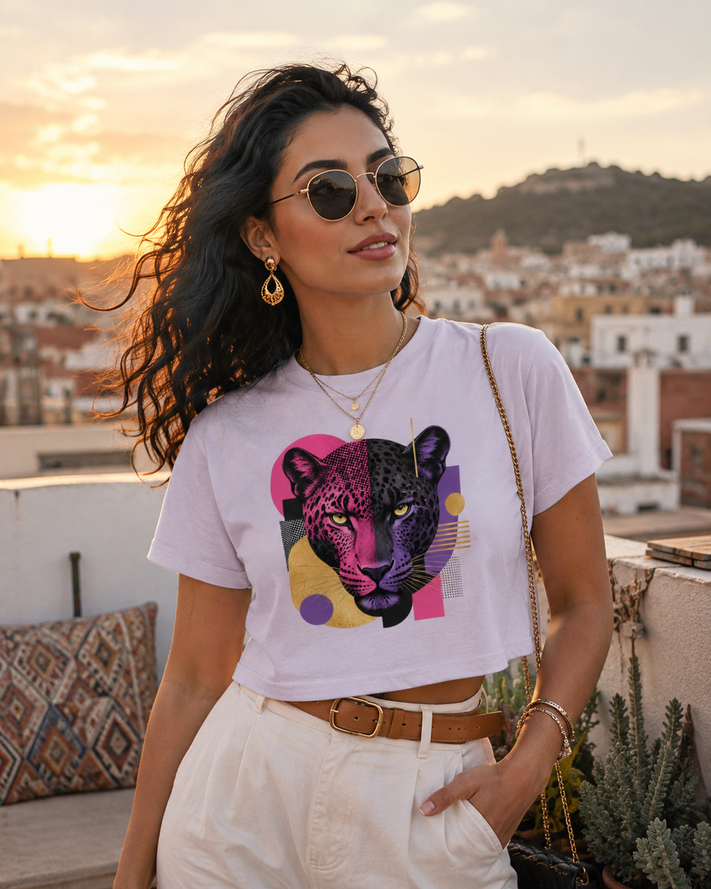 Crop top femme « Panthère Pop »