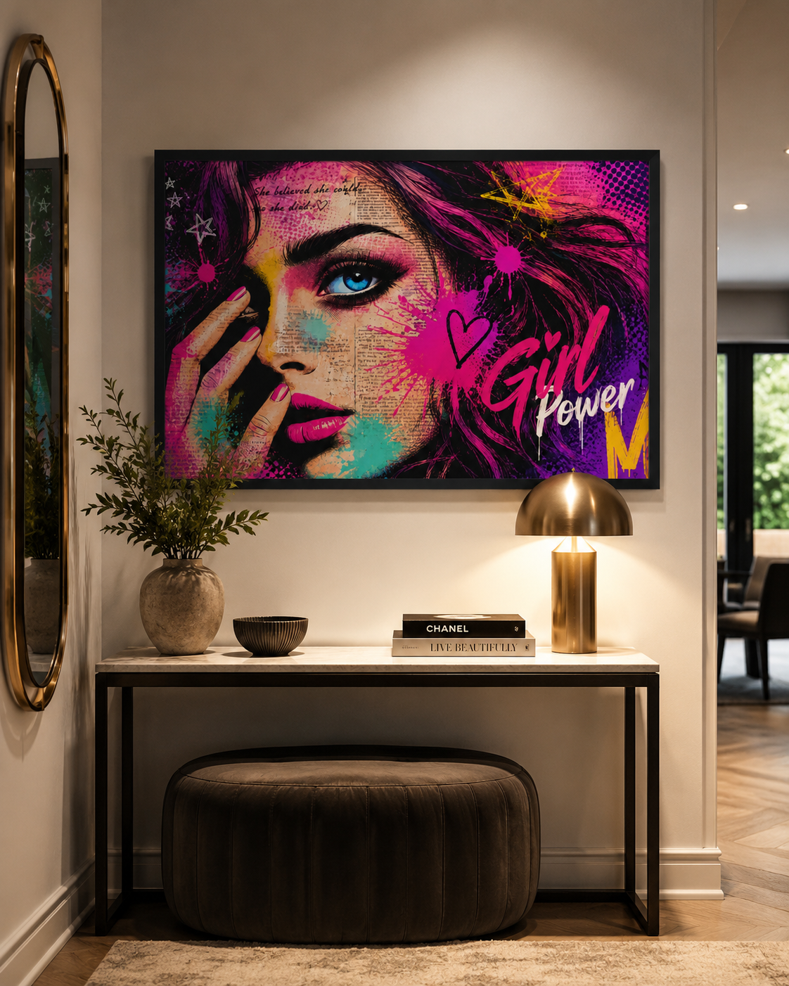 Tableau décoratif “Girl Power” – Art mural pop art féminin