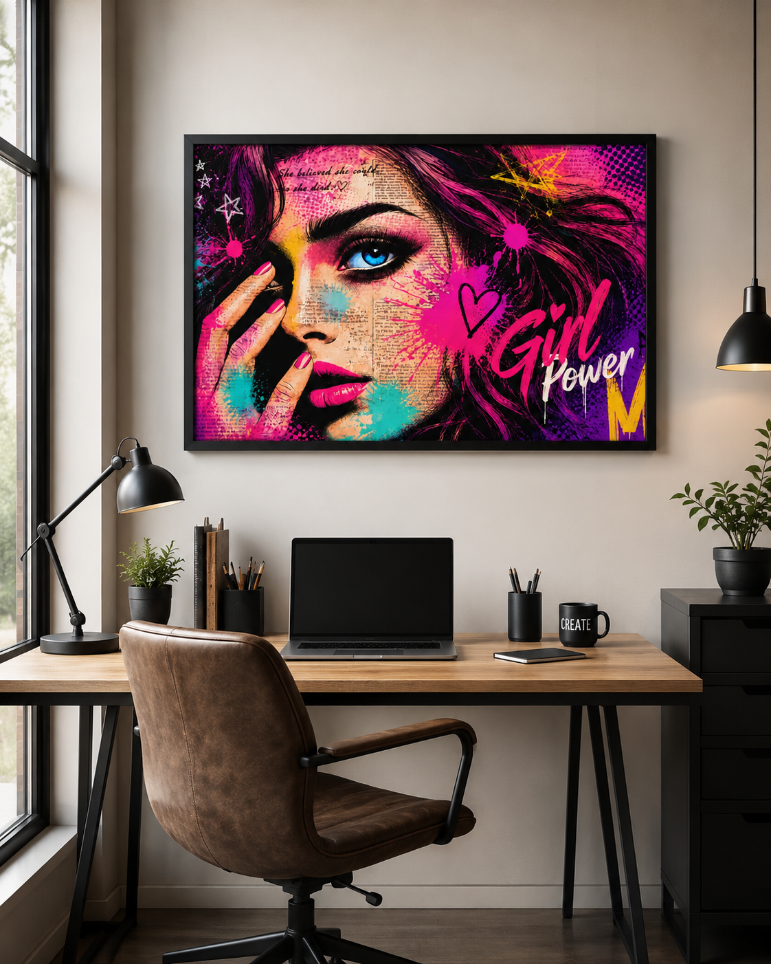 Tableau décoratif “Girl Power” – Art mural pop art féminin