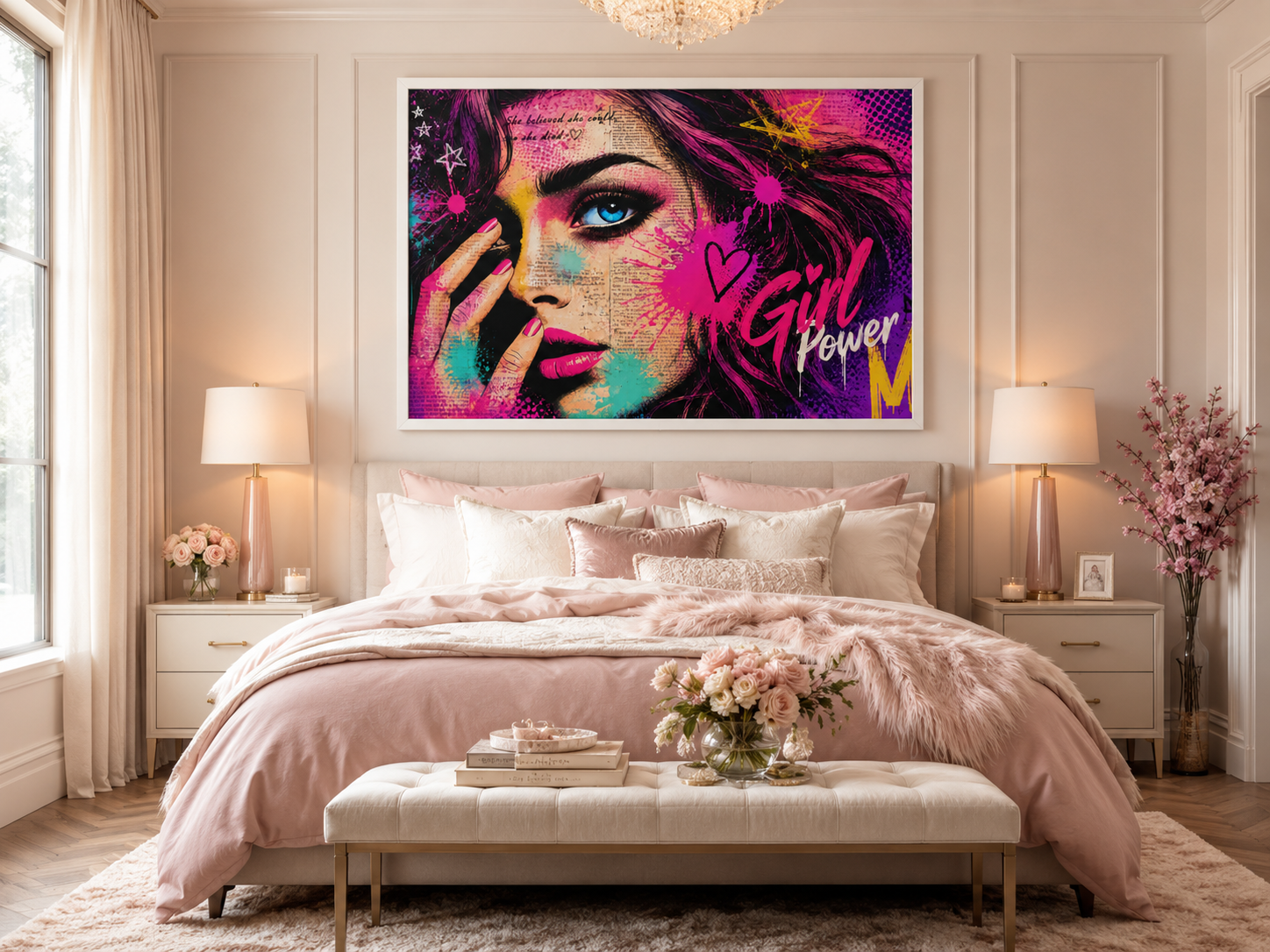 Tableau décoratif “Girl Power” – Art mural pop art féminin