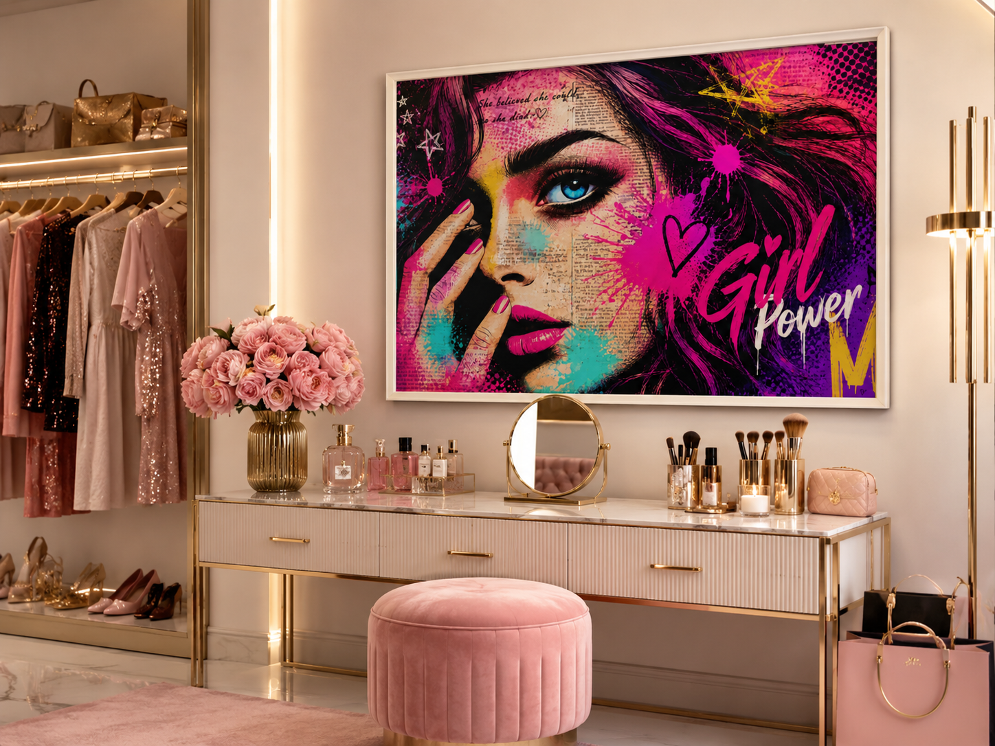Tableau décoratif “Girl Power” – Art mural pop art féminin